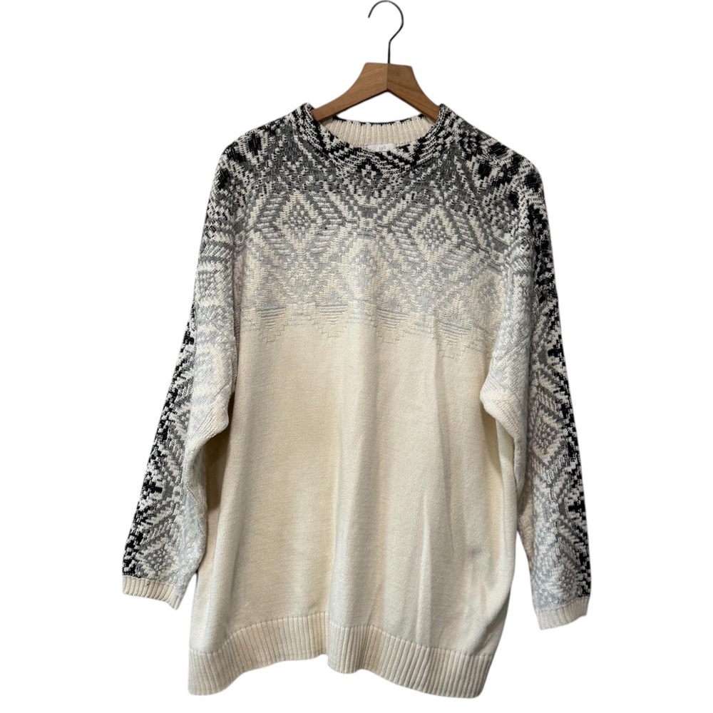 J. Jill Fair Isle Off White Mock Neck Ombre Sweater 2X